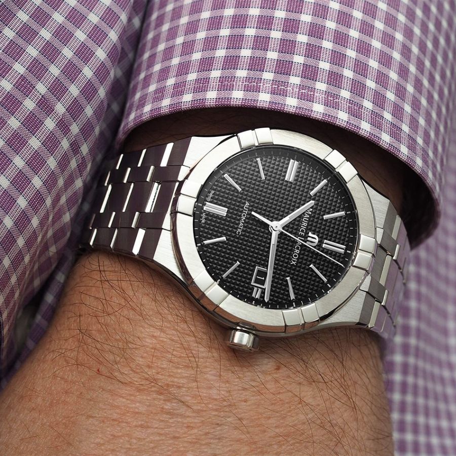 Orologio Uomo Maurice Lacroix Aikon Data Automatico Nero AI6008-SS002-330-1